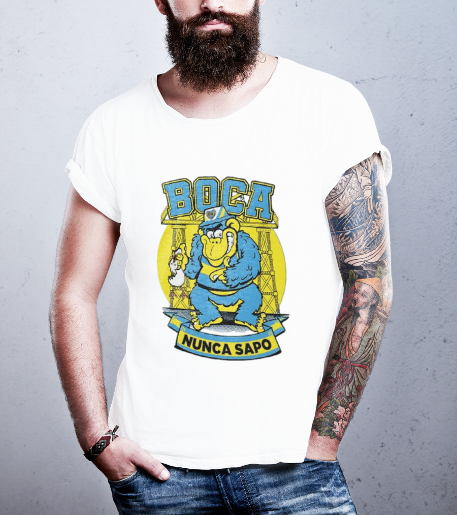Boca Juniors Gorilla Wearing Cap Holding Chicken Boca Nunca Sapo T-Shirt