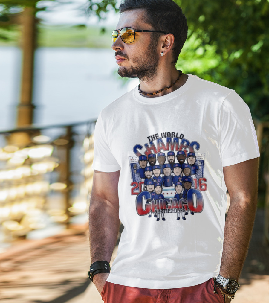 Chicago Cubs MLB The World Champs 2016 Northsiders Cartoon Caricature Roster T-Shirt