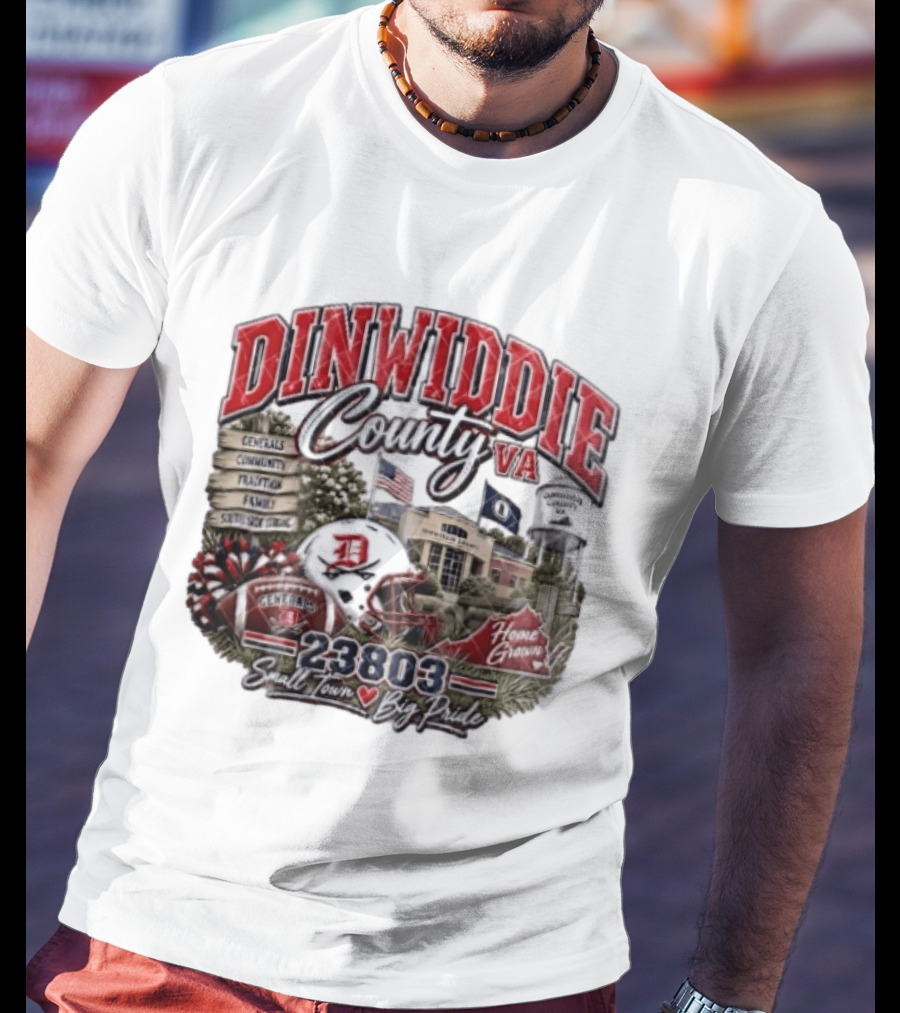 Dinwiddie County VA Generals South Side Strong 23803 Small Town Big Pride Home Grown Football Helmet Community Tradition Family T-Shirt