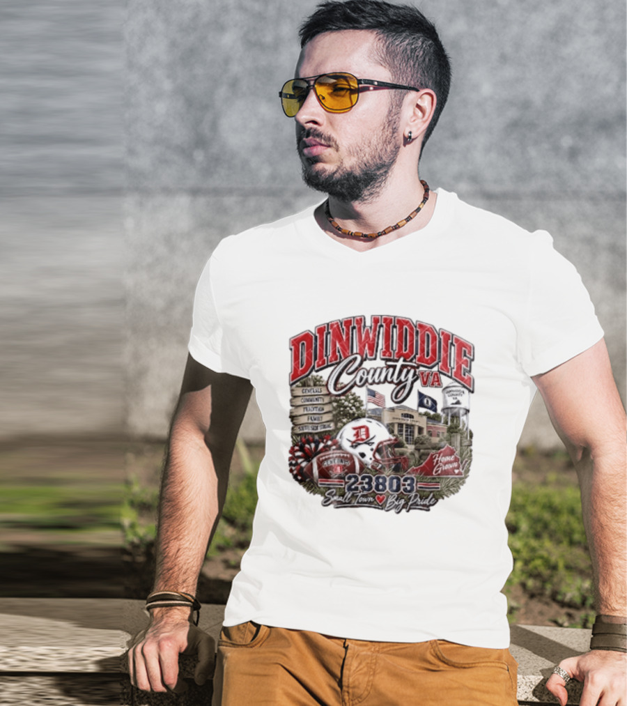 Dinwiddie County VA Generals South Side Strong 23803 Small Town Big Pride Home Grown Football Helmet Community Tradition Family T-Shirt