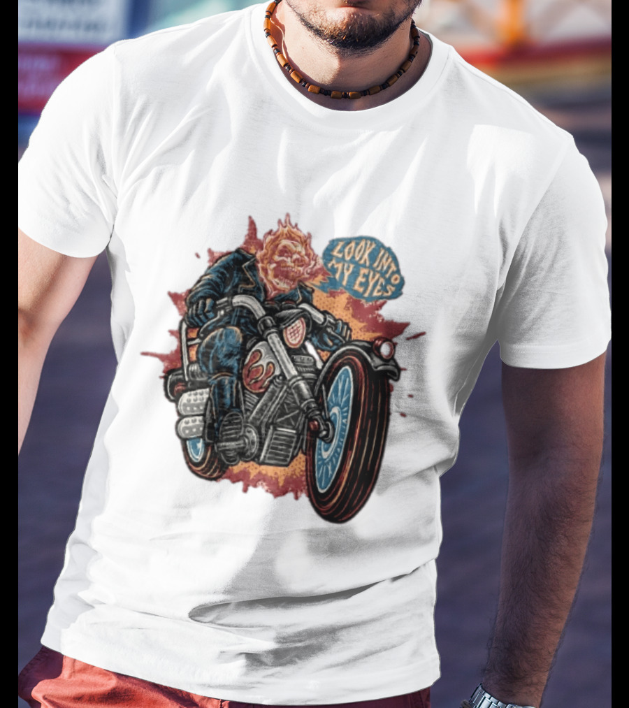 Ghost Rider Look Into My Eyes Marvel Comics Motorcycle Spirit Of Vengeance T-Shirt
