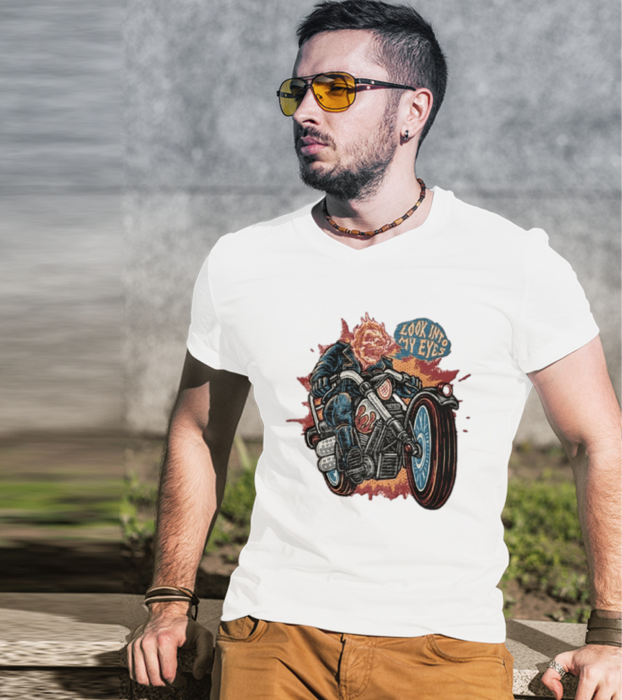 Ghost Rider Look Into My Eyes Marvel Comics Motorcycle Spirit Of Vengeance T-Shirt