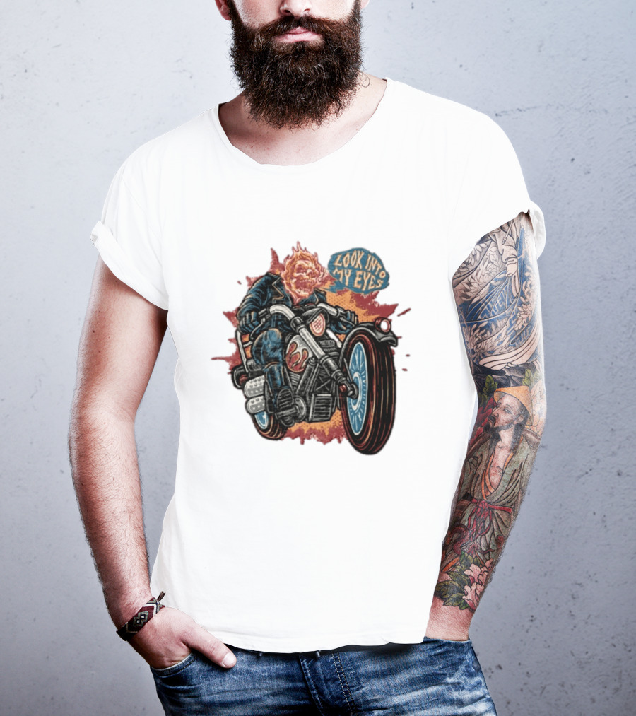 Ghost Rider Look Into My Eyes Marvel Comics Motorcycle Spirit Of Vengeance T-Shirt
