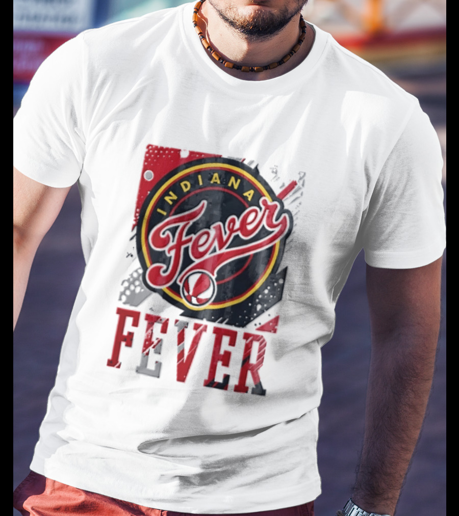 Indiana Fever WNBA Distressed Paint Splatter Basketball Logo Fever T-Shirt