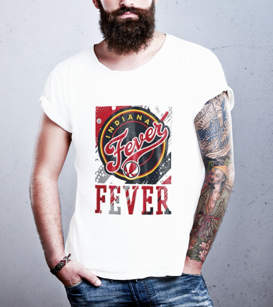Indiana Fever WNBA Distressed Paint Splatter Basketball Logo Fever T-Shirt