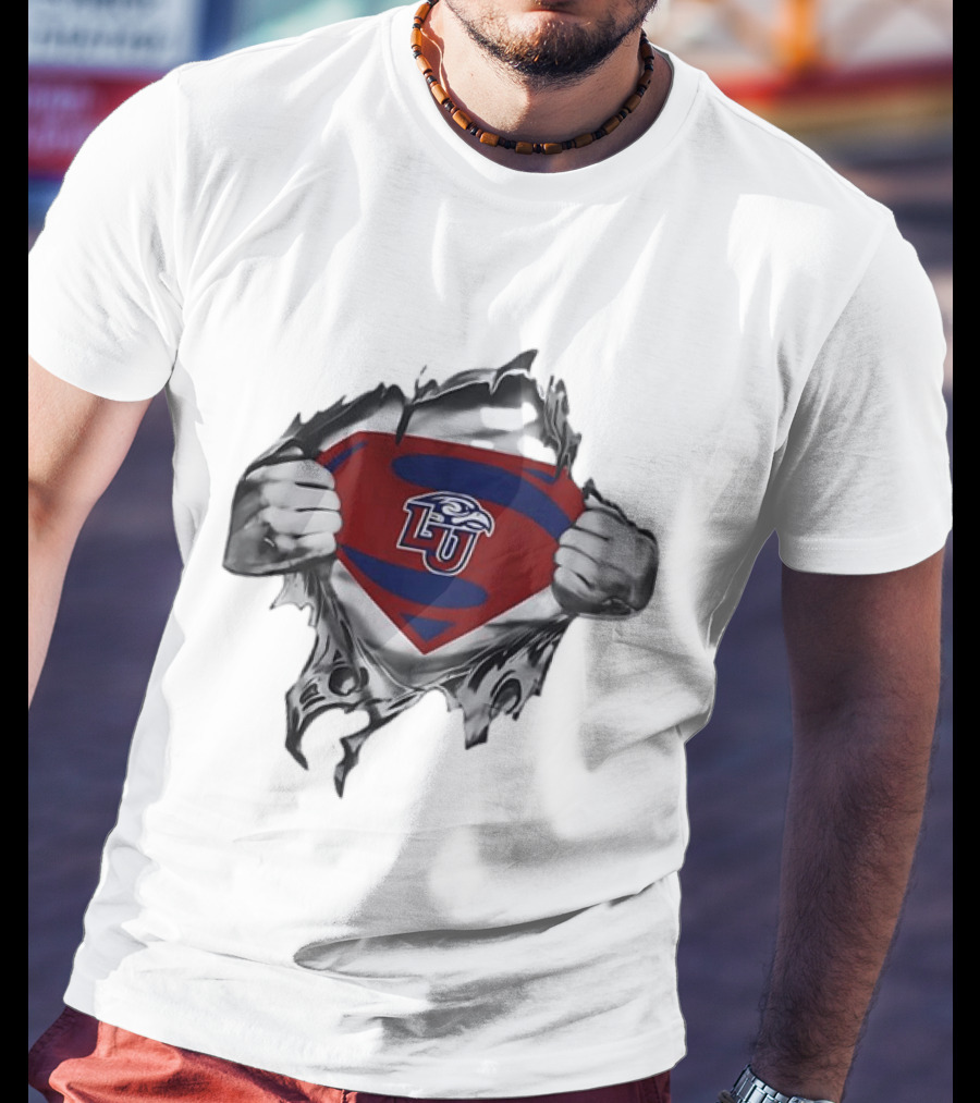 Liberty University Flames LU Superman Chest Reveal T-Shirt