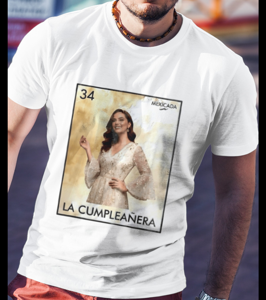 Mexicada 34 La Cumpleañera Loteria Card Woman White Dress T-Shirt