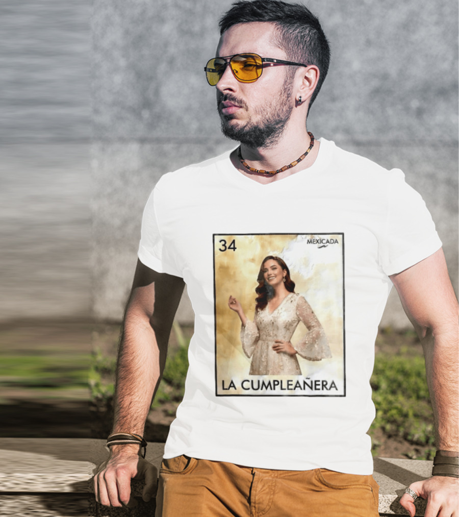 Mexicada 34 La Cumpleañera Loteria Card Woman White Dress T-Shirt