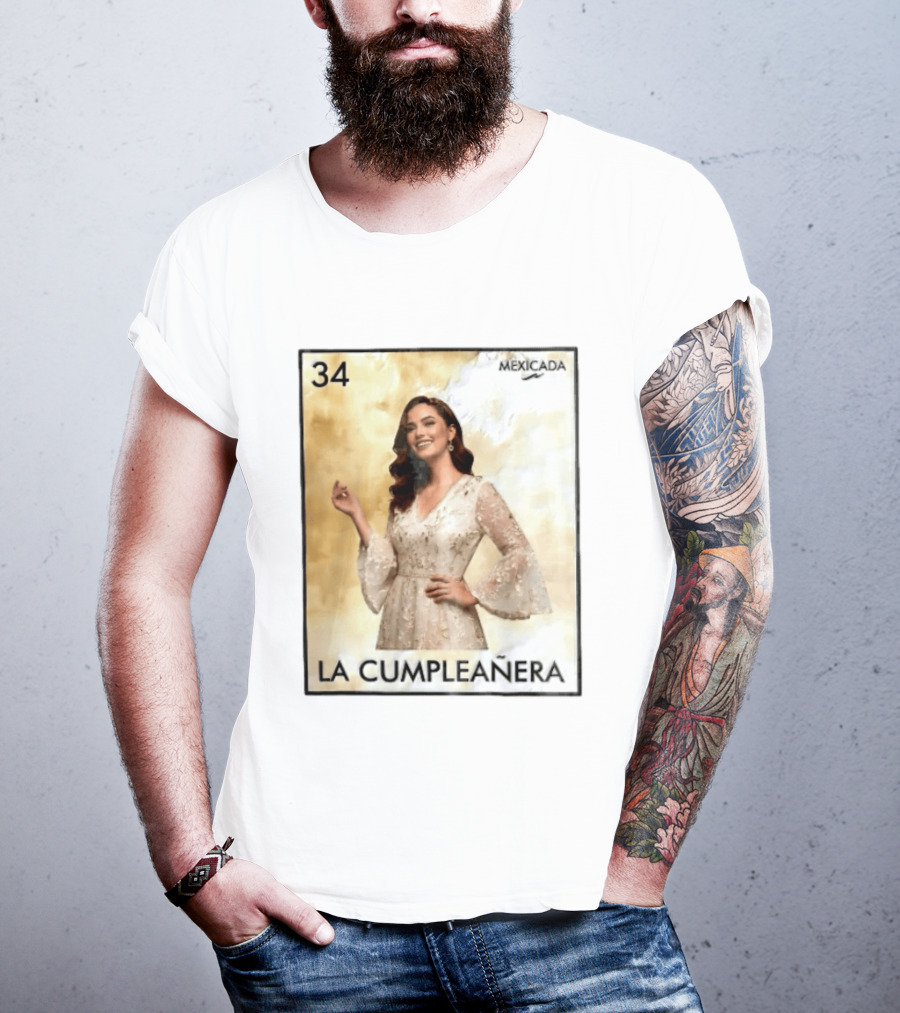 Mexicada 34 La Cumpleañera Loteria Card Woman White Dress T-Shirt