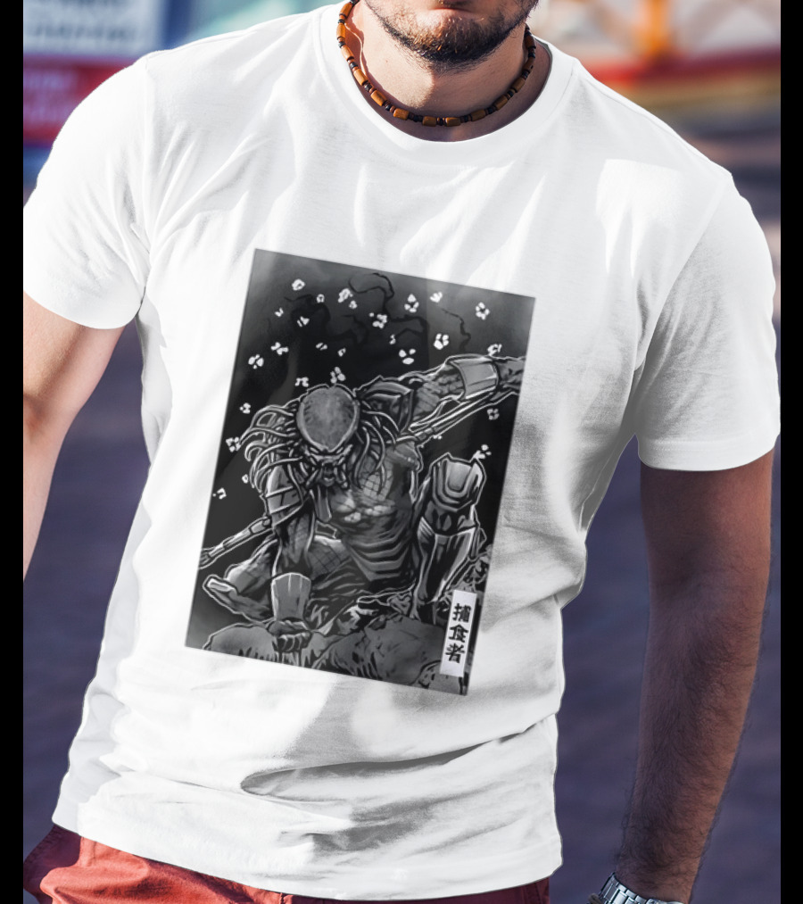 Predator Japanese Kanji Ink Sci Fi Alien Manga T-Shirt