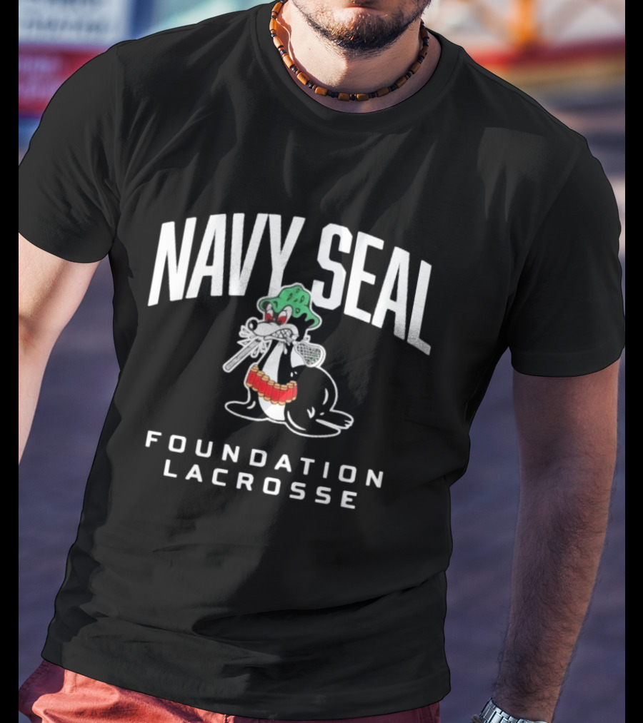 Navy SEAL Foundation Lacrosse Angry Seal With Helmet And Lacrosse Sticks T-Shirt