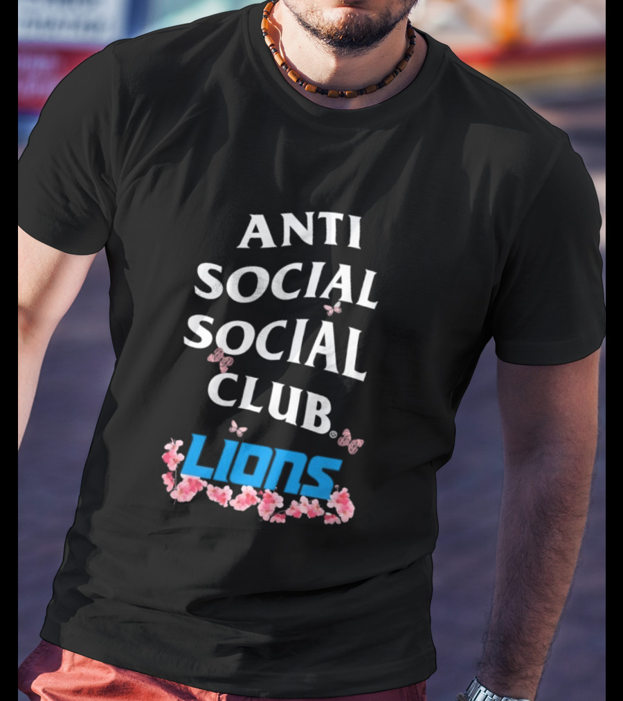 Anti Social Social Club Detroit Lions Floral Butterfly T-Shirt