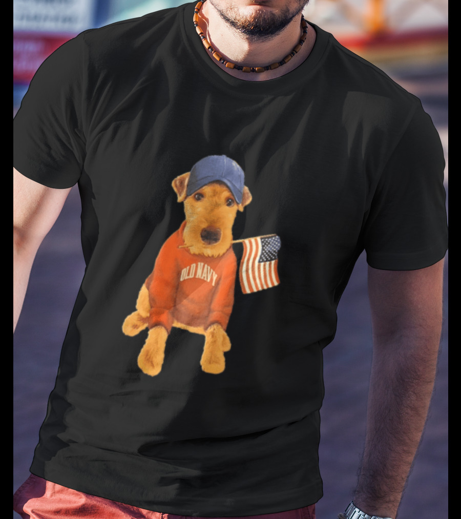 Old Navy Terrier Dog Baseball Cap American Flag T-Shirt