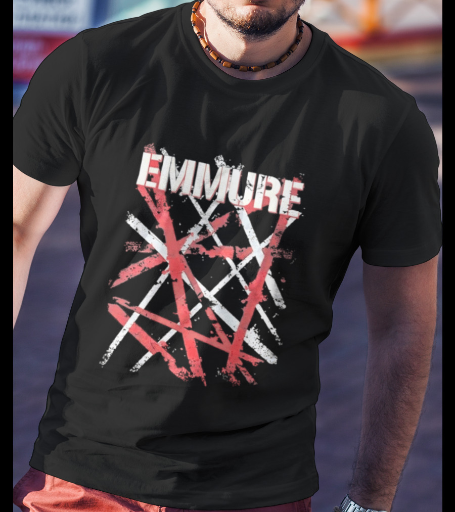 Emmure Distressed Metalcore Deathcore Red White Abstract T-Shirt