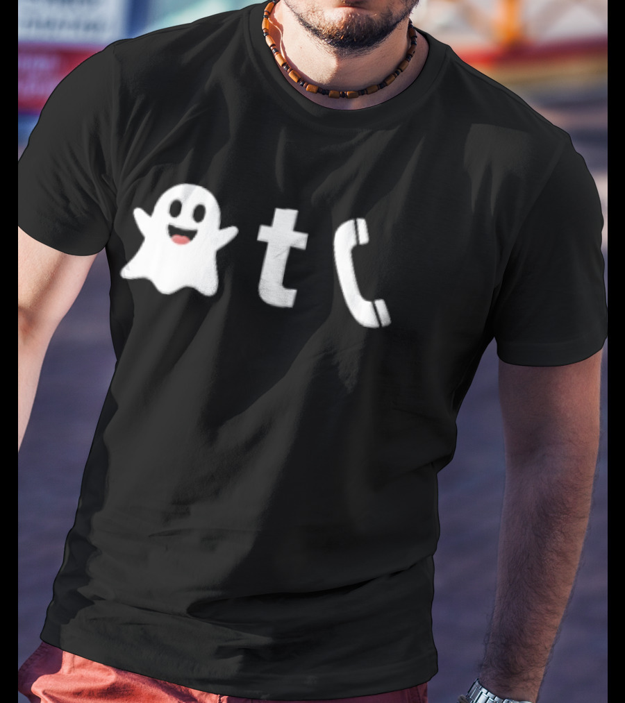 Ghost Emoji Phone Handset Icon White T-Shirt