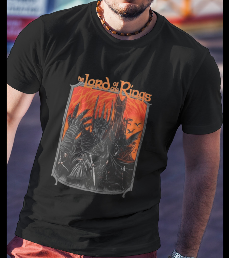 The Lord Of The Rings Sauron Aragorn Legolas Gandalf Gimli Fellowship Movie T-Shirt