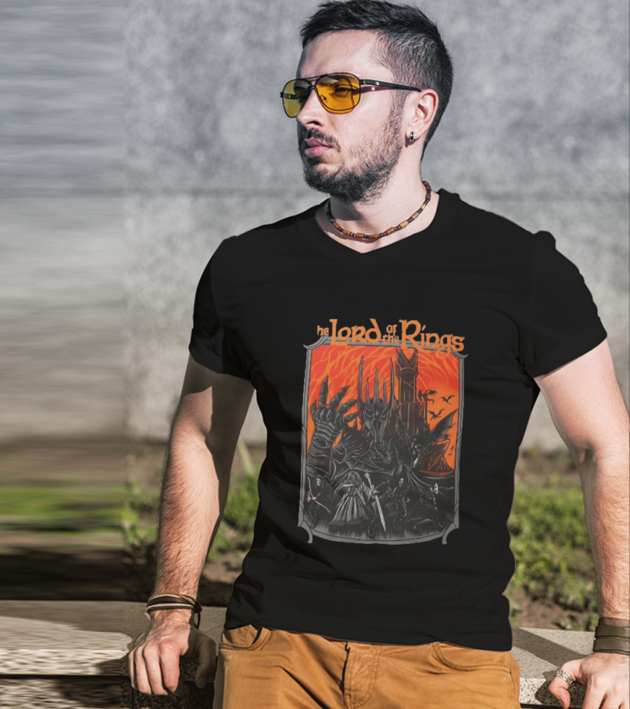 The Lord Of The Rings Sauron Aragorn Legolas Gandalf Gimli Fellowship Movie T-Shirt
