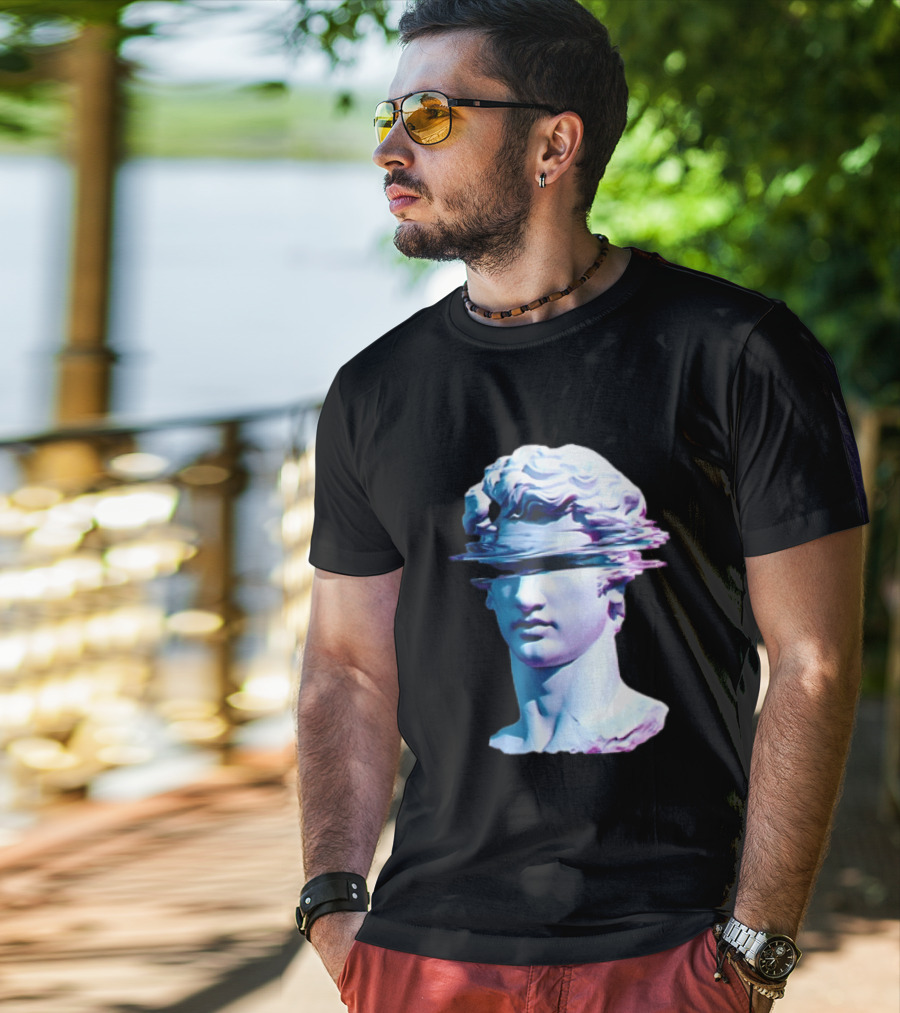 You Are Not Forgotten Classical Statue Bust Glitch Wave Distortion David Vaporwave Aesthetic T-Shirt