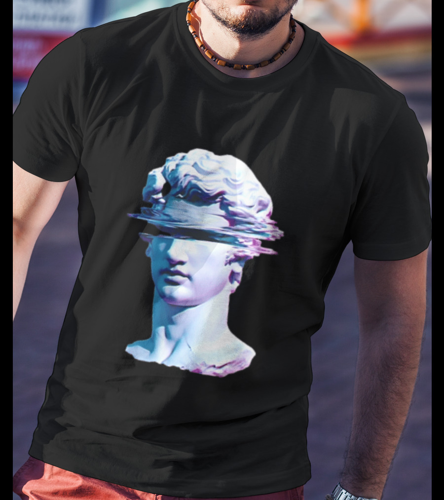 You Are Not Forgotten Classical Statue Bust Glitch Wave Distortion David Vaporwave Aesthetic T-Shirt