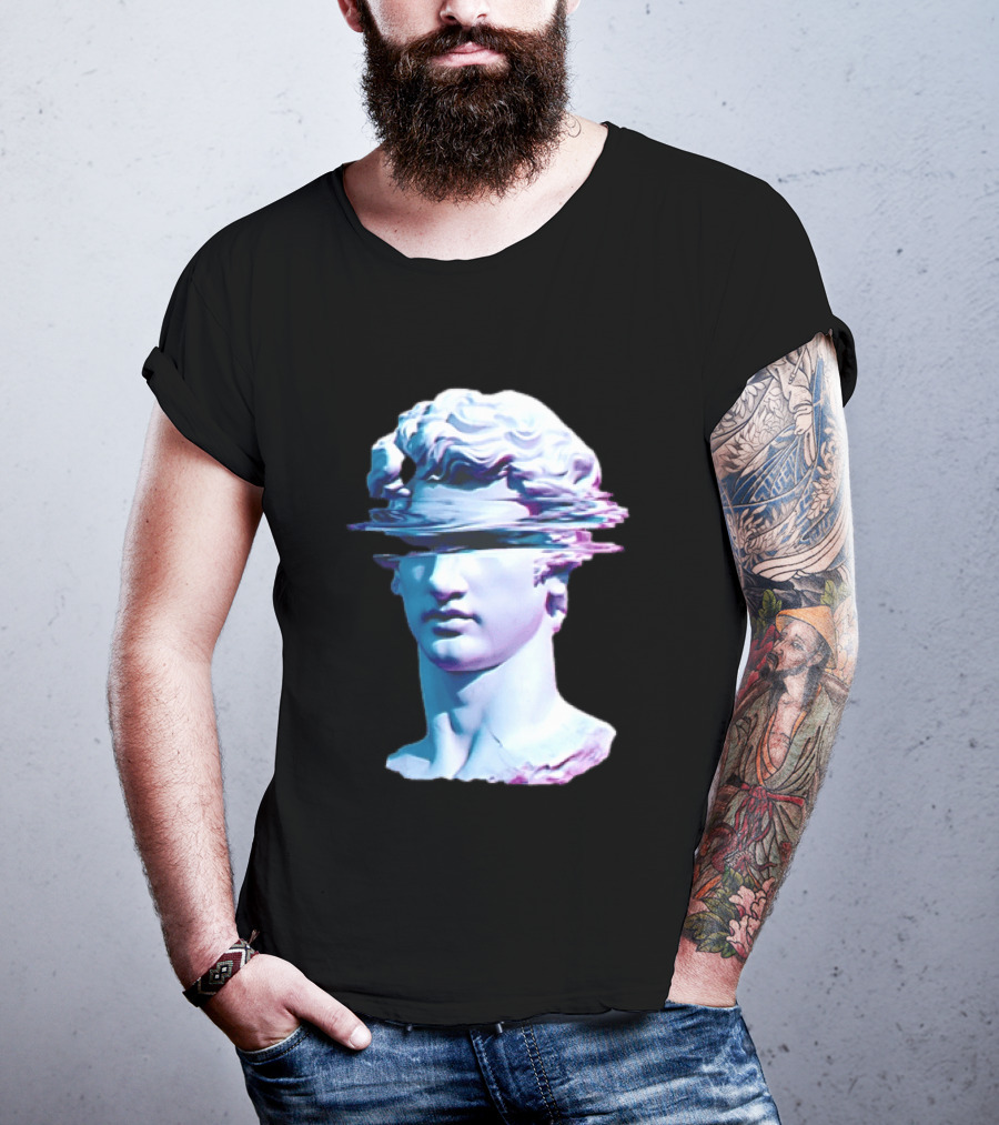 You Are Not Forgotten Classical Statue Bust Glitch Wave Distortion David Vaporwave Aesthetic T-Shirt