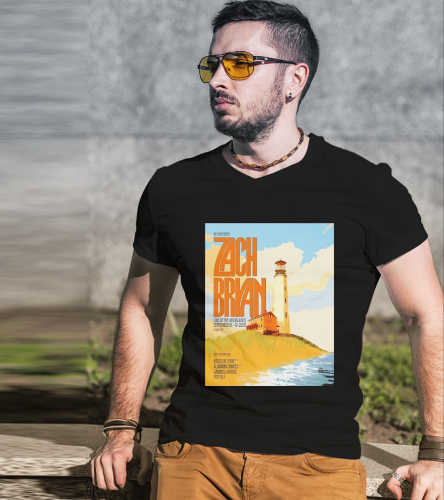 Zach Bryan Live At The Woodlands September 18 19 2026 Dover DE Kings Of Leon Alabama Shakes Gabriella Rose Feyi Fuli Concert T-Shirt