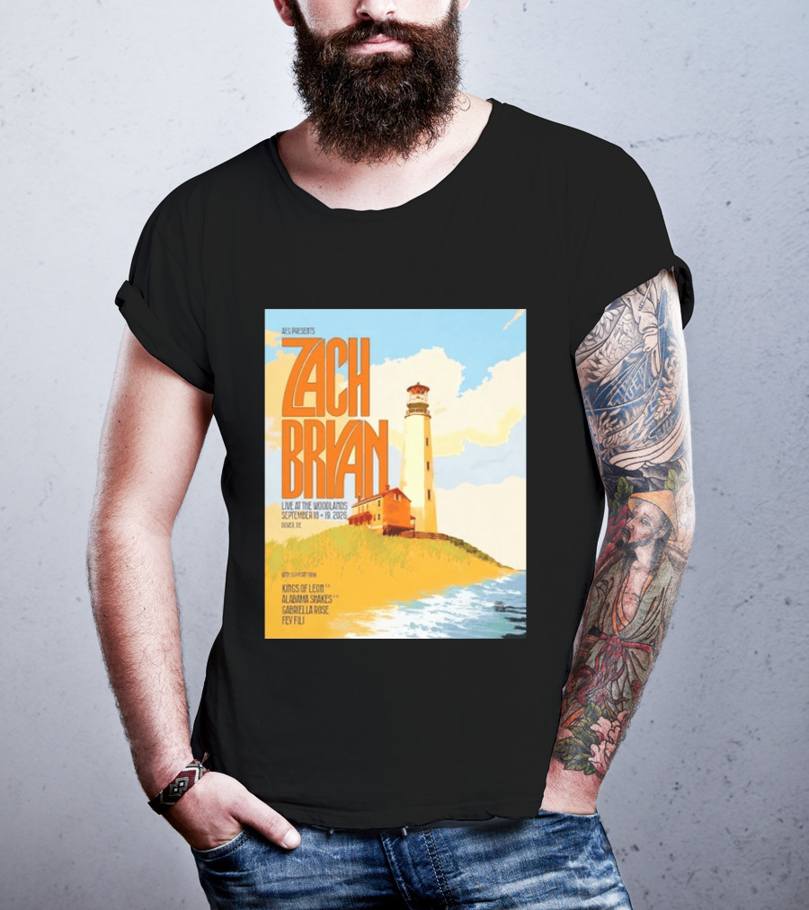 Zach Bryan Live At The Woodlands September 18 19 2026 Dover DE Kings Of Leon Alabama Shakes Gabriella Rose Feyi Fuli Concert T-Shirt