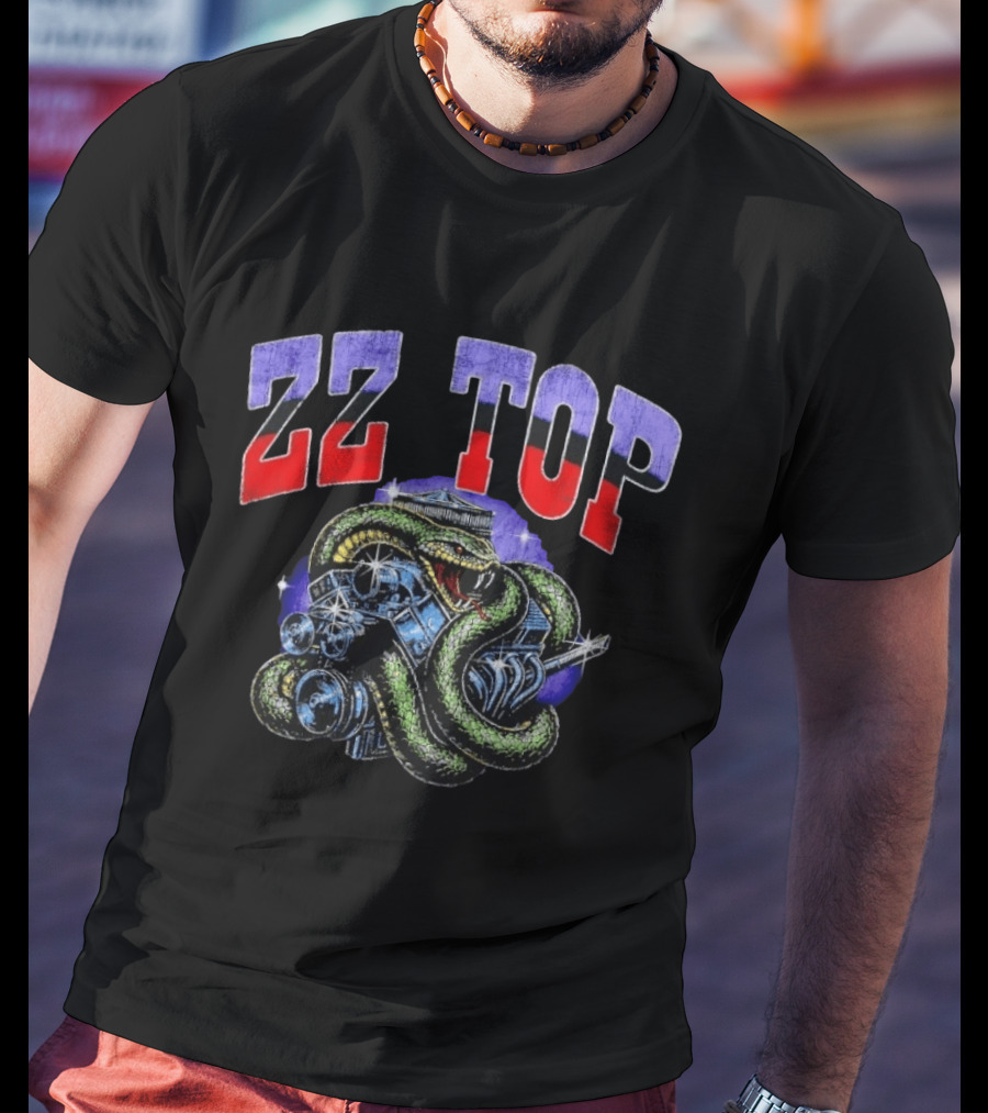 ZZ Top Snake And Engine Classic Rock Band T-Shirt
