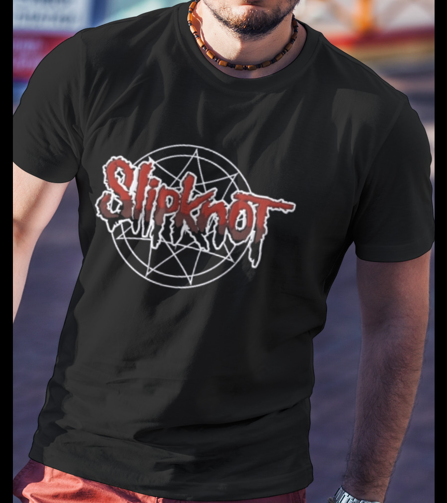 Slipknot Crimson Dripping Lettering With White Nonagram T-Shirt