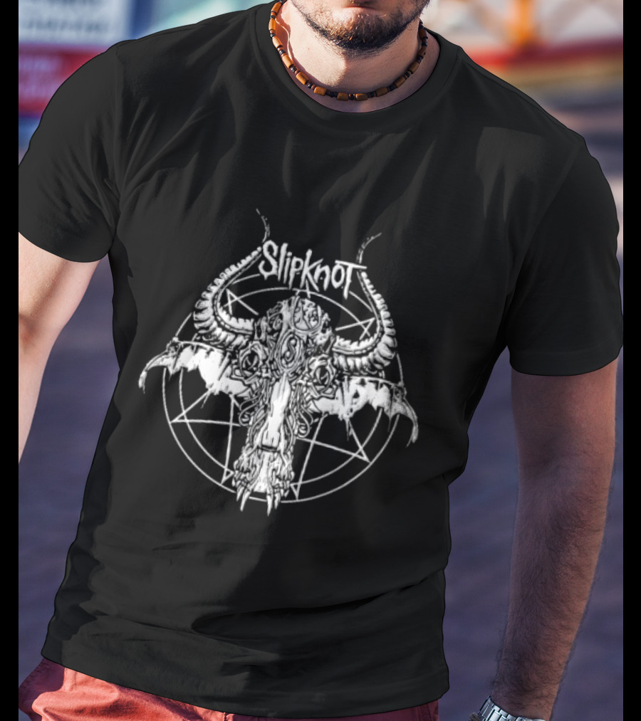 Slipknot Nonagram Horned Animal Skull T-Shirt