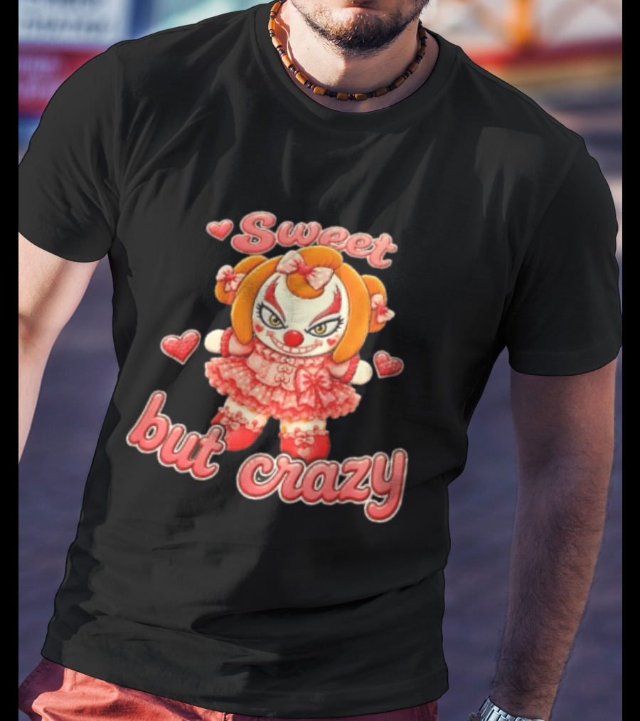 Sweet But Crazy Evil Harlequin Clown Doll Hearts T-Shirt