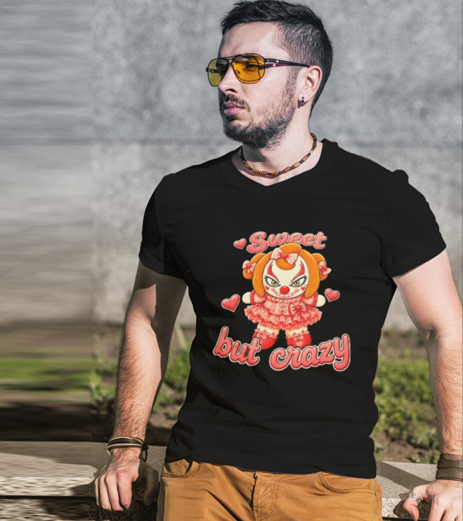 Sweet But Crazy Evil Harlequin Clown Doll Hearts T-Shirt