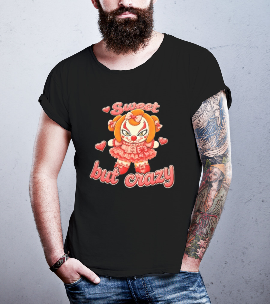 Sweet But Crazy Evil Harlequin Clown Doll Hearts T-Shirt