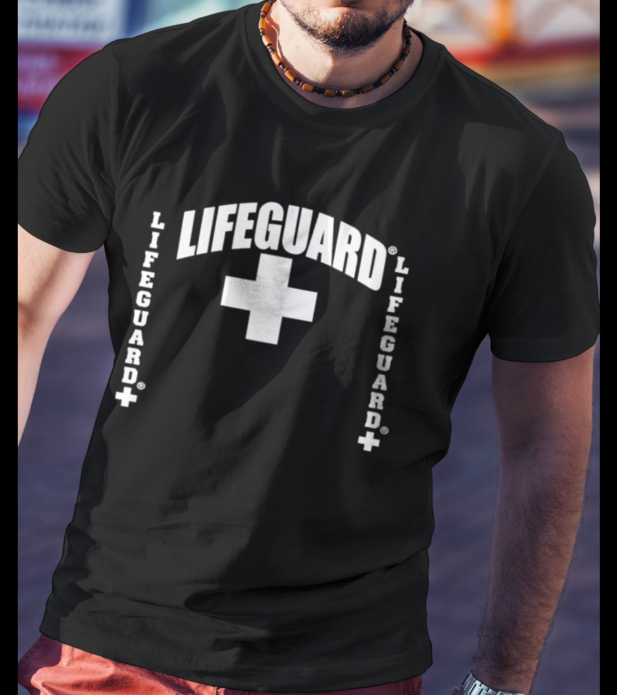 Lifeguard Cross Lifeguard Text Professional Water Safety Beach Patrol T-Shirt