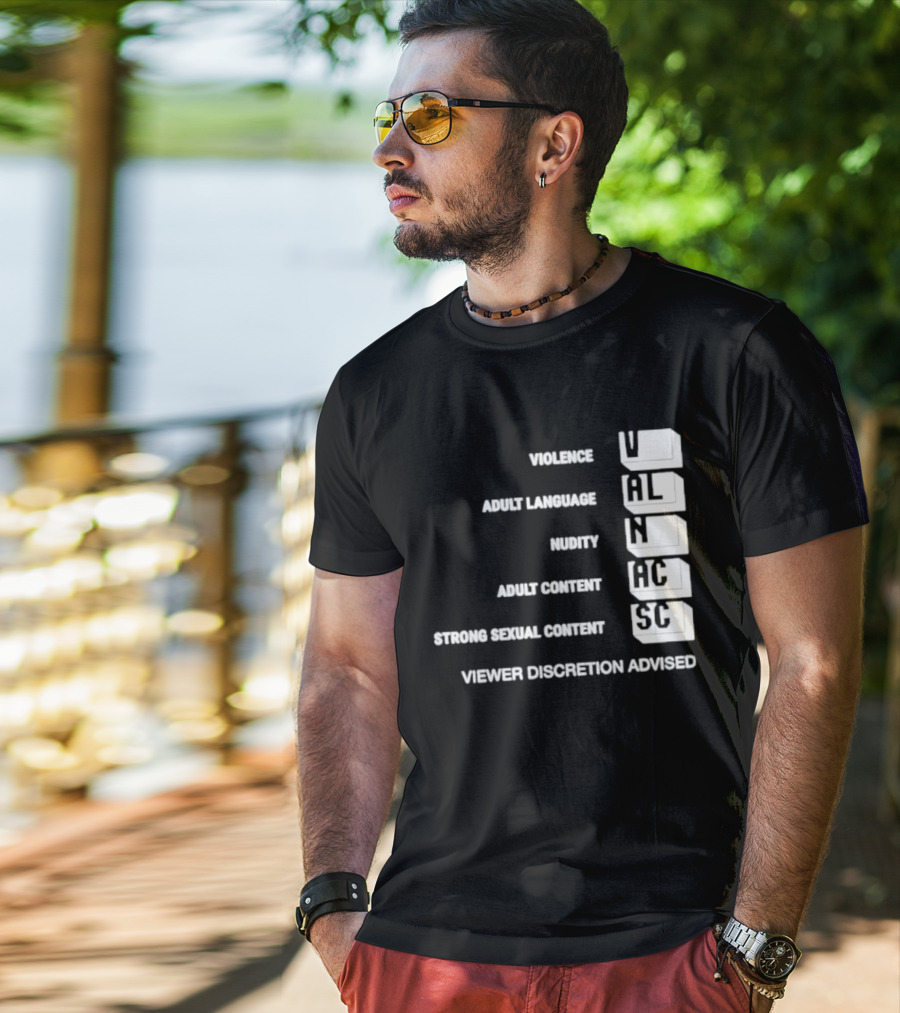 Viewer Discretion Advised Violence Adult Language Nudity Sexual Content T-Shirt