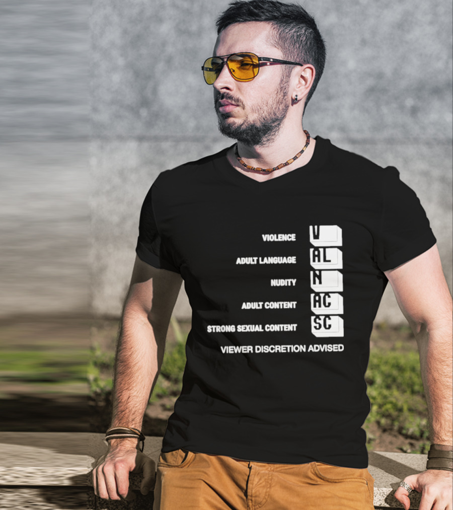 Viewer Discretion Advised Violence Adult Language Nudity Sexual Content T-Shirt