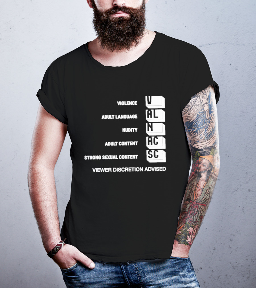 Viewer Discretion Advised Violence Adult Language Nudity Sexual Content T-Shirt