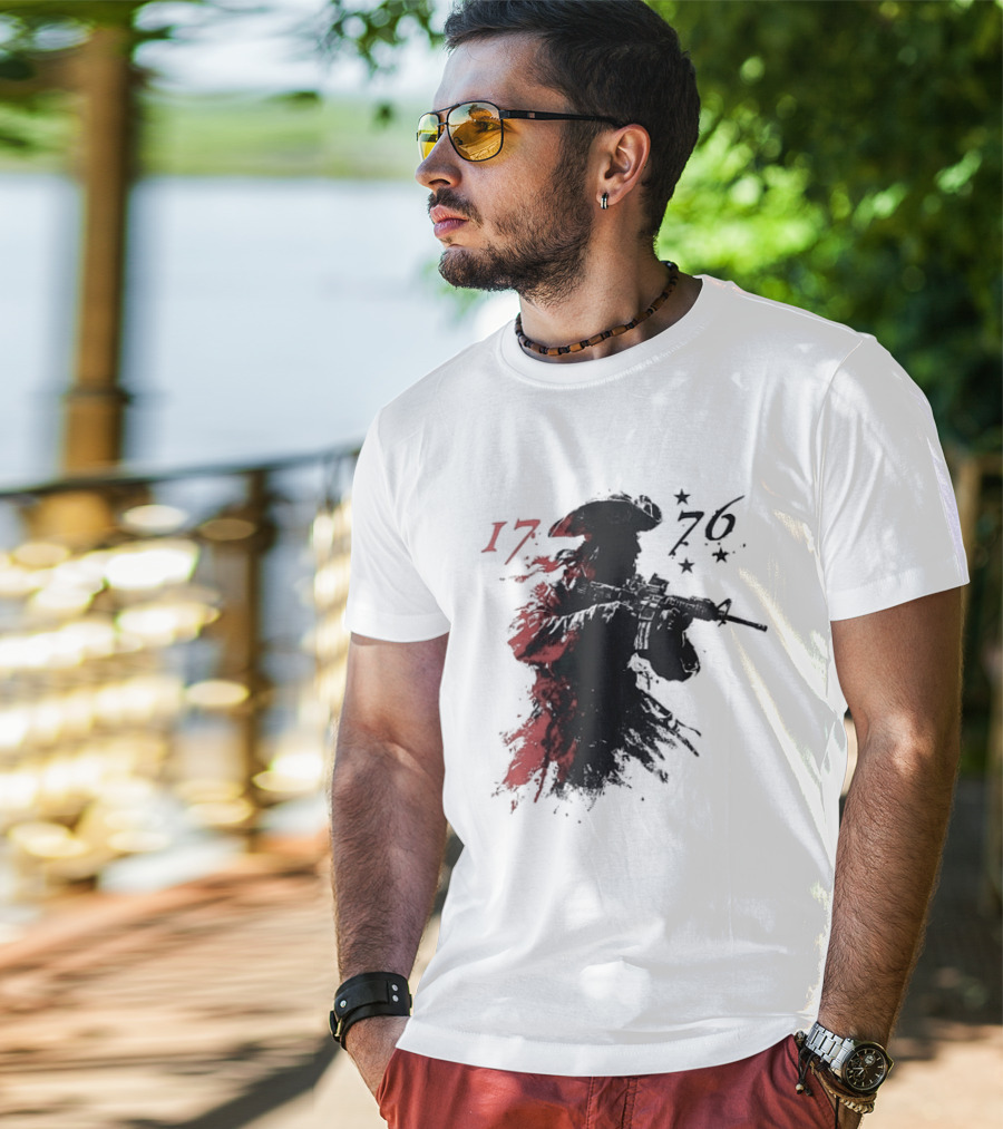 American Patriot With Rifle Patriotic1776 T-Shirt