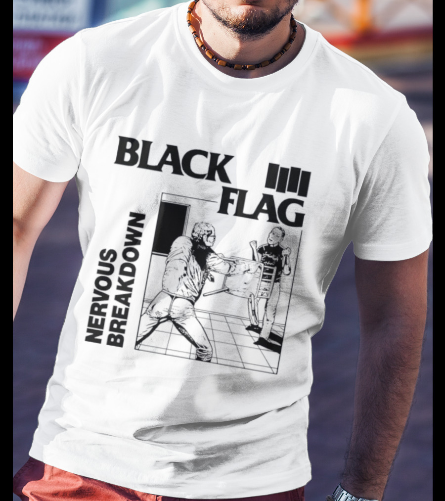 Black Flag Nervous Breakdown Punk Rock Band Iconic Album Cover T-Shirt