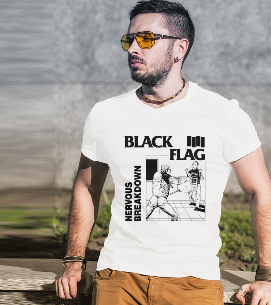 Black Flag Nervous Breakdown Punk Rock Band Iconic Album Cover T-Shirt