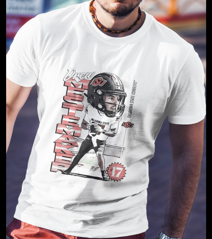 Drew Mestemaker 17 Oklahoma State Cowboys OSU Football T-Shirt