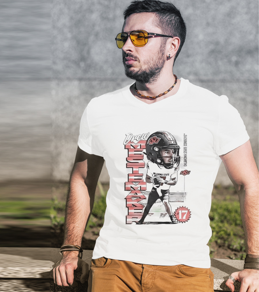Drew Mestemaker 17 Oklahoma State Cowboys OSU Football T-Shirt