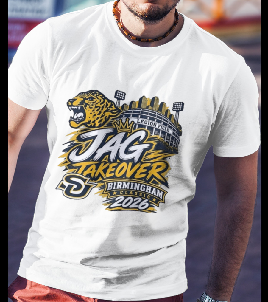 Legion Field Jag Takeover Birmingham Classic 2026 Stadium And Jaguar T-Shirt