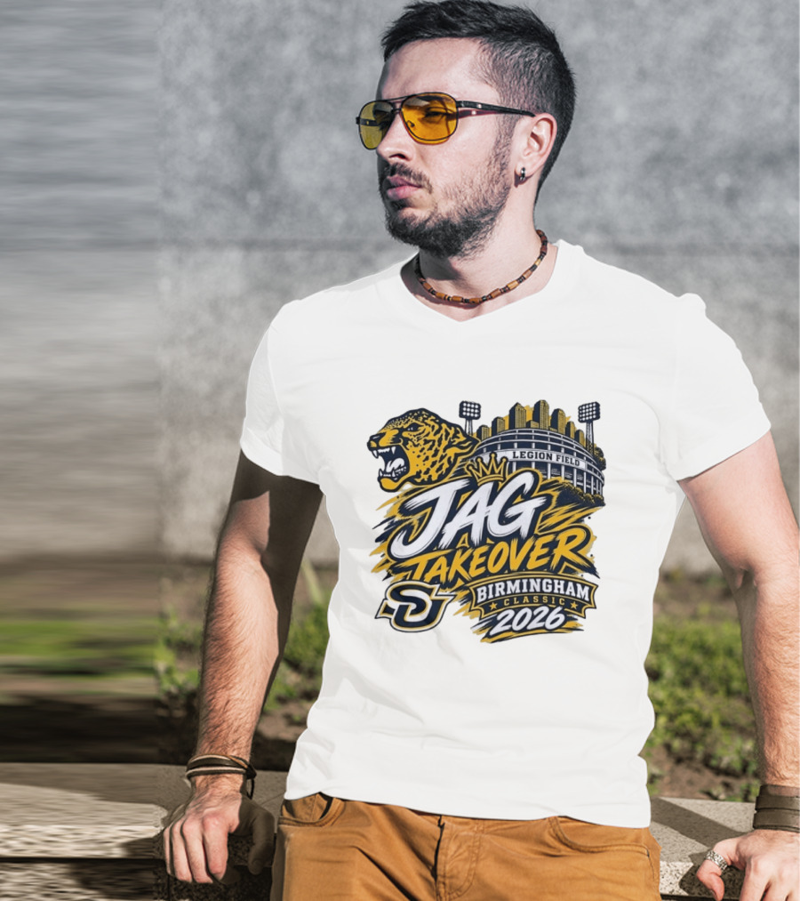 Legion Field Jag Takeover Birmingham Classic 2026 Stadium And Jaguar T-Shirt