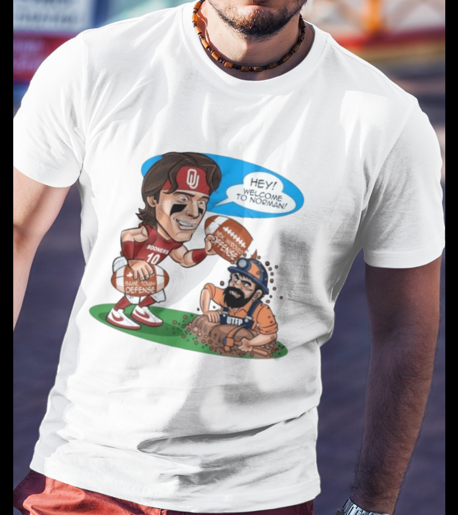 Oklahoma Sooners Welcome To Norman New Improved Offense Vs UTEP Miners Same Tough Defense T-Shirt