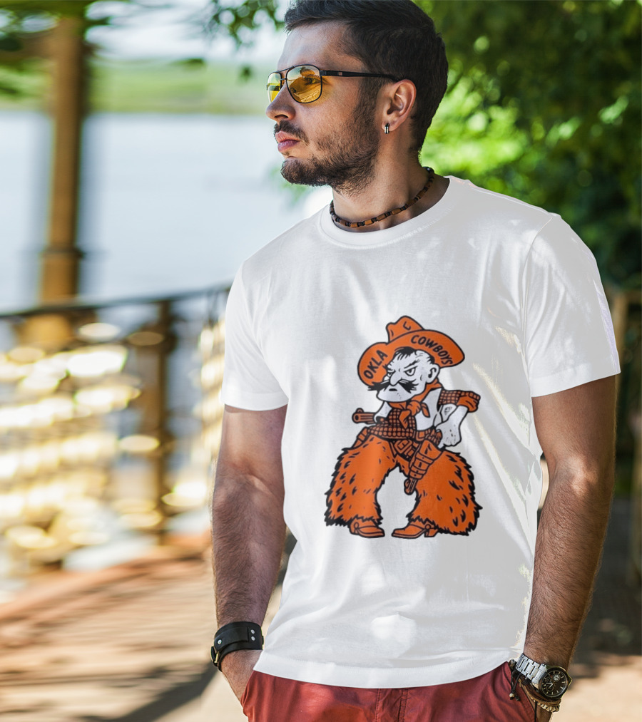 Oklahoma Cowboys Pistol Pete Orange Cowboy T-Shirt
