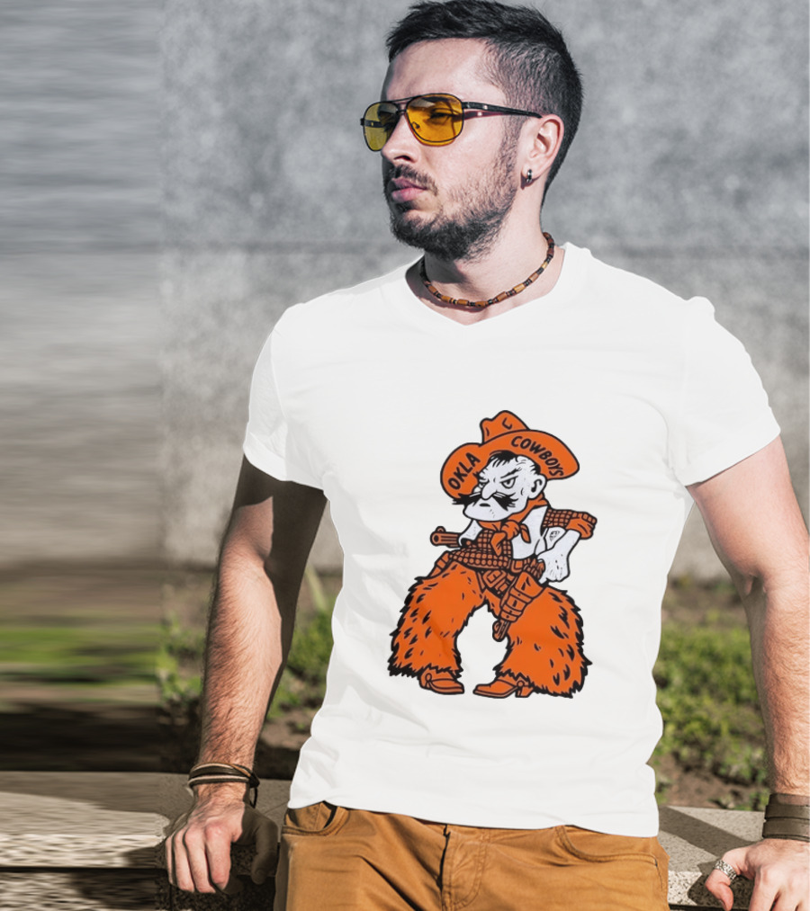 Oklahoma Cowboys Pistol Pete Orange Cowboy T-Shirt