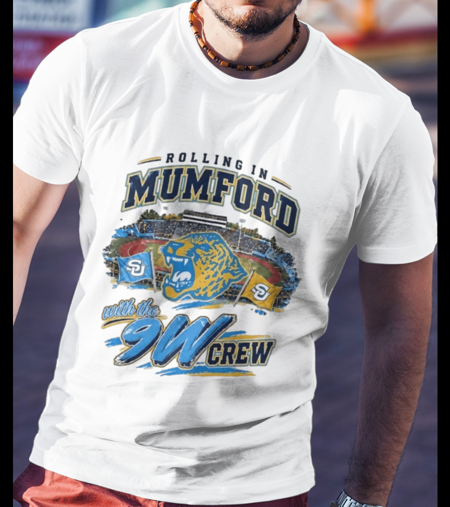 Rolling In Mumford With The 9W Crew SU College Sports Stadium Jaguar Flags T-Shirt