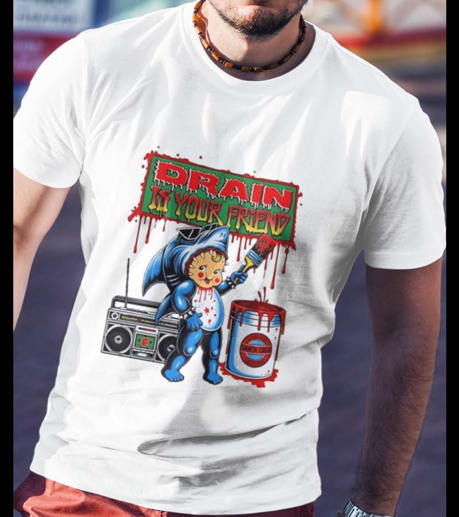 Santa Cruz Drain Is Your Friend Shark Baby Boombox T-Shirt