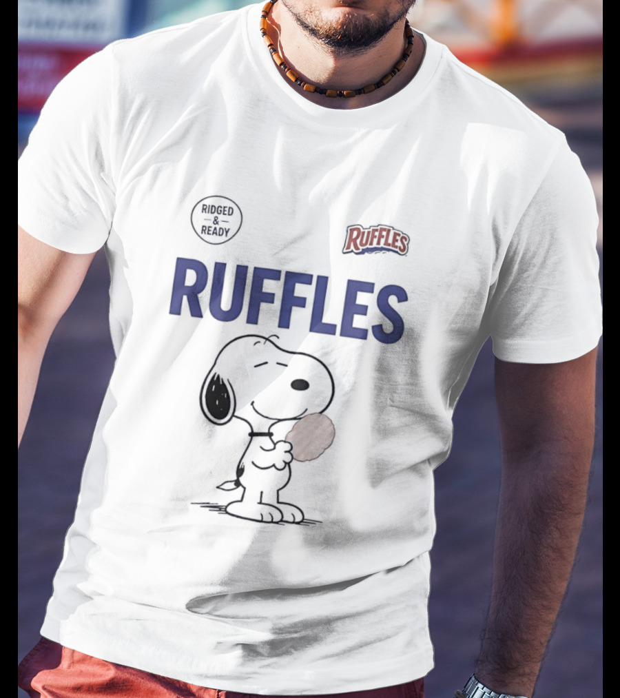 Ruffles Ridged And Ready Peanuts Snoopy Eating Chips T-Shirt