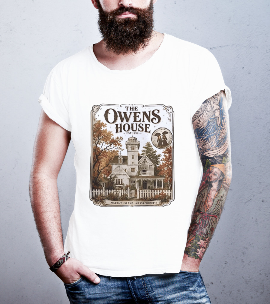 The Owens House Est 1998 Maria's Island Massachusetts Vintage Gothic Mansion T-Shirt